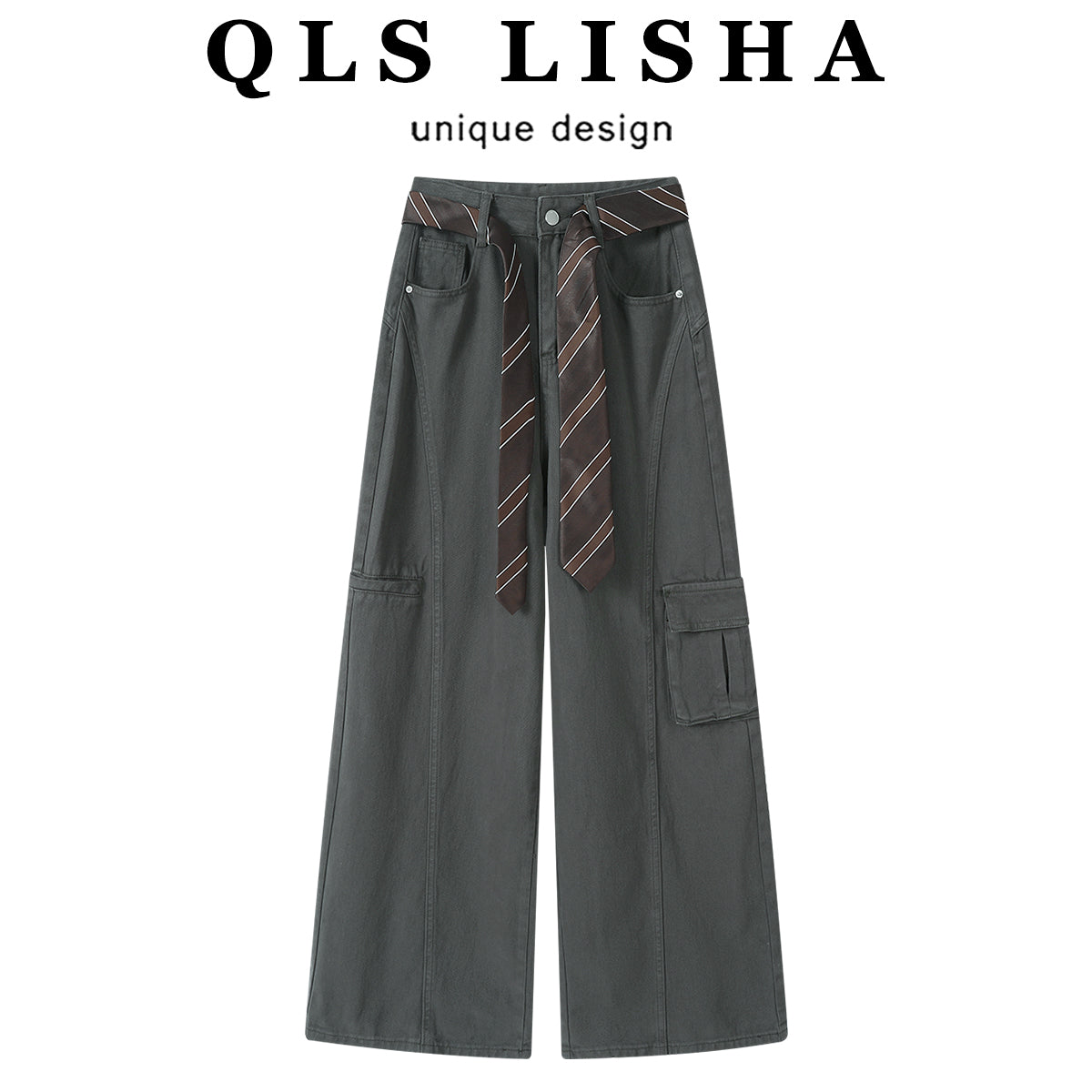 Chorlisa Amerika Retro Geniş Ayaqlı Yük Şalvarı Qadınlar üçün 2026 Yaz/Payız Yeni Stil Yüksək Belli Düz Ayaqlı Cins Şalvar