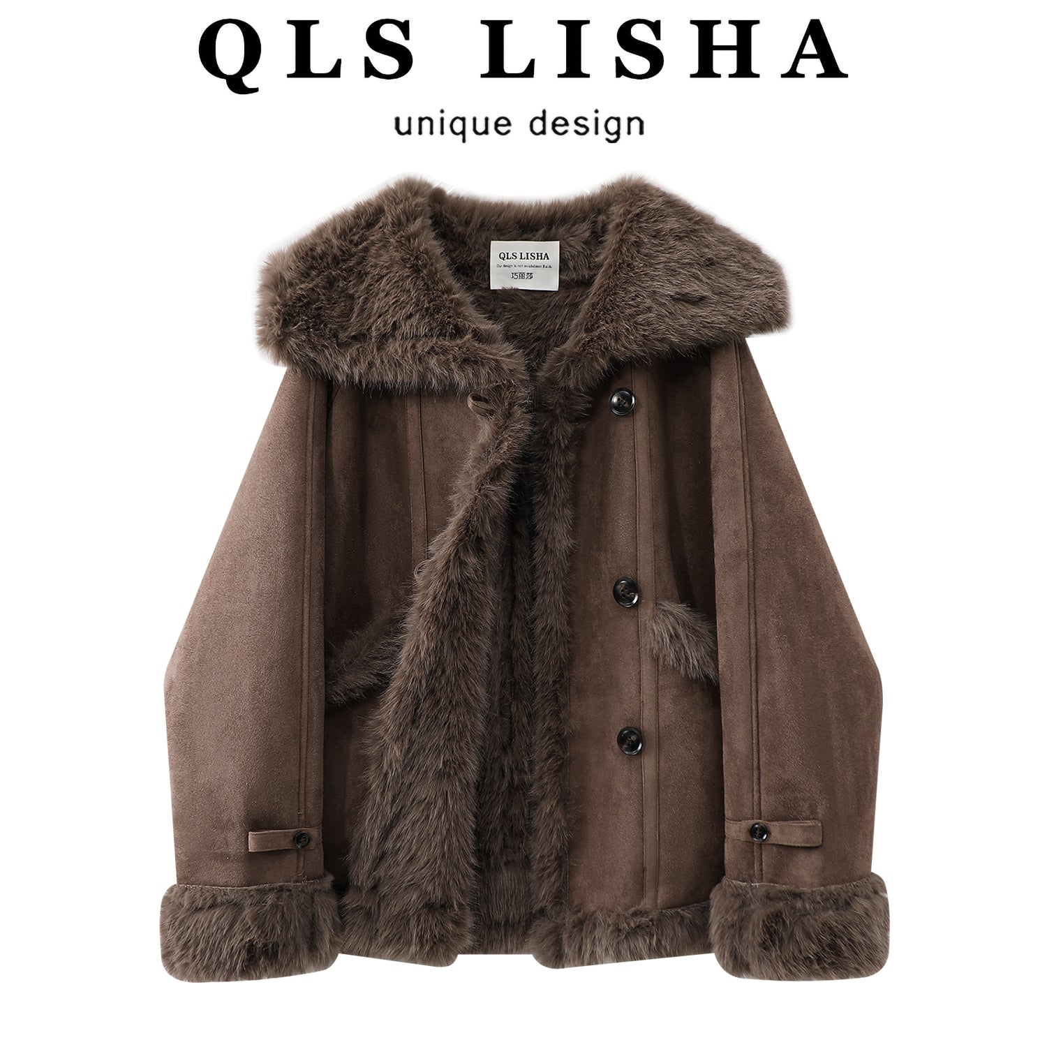 Cholisa Payız/Qış Xəz astarlı Orta Uzunluqlu Palto, Retro Koreya Üslubunda, Qadınlar üçün Unikal və Super Gözəl Xəz Palto