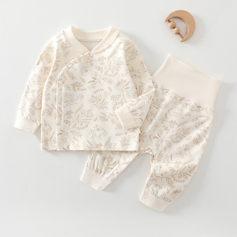 Körpə və yeniyetmələr üçün erkən payız geyimləri, oğlan və qızlar üçün A sinif təmiz pambıqdan yüksək belli pijamalar dəsti