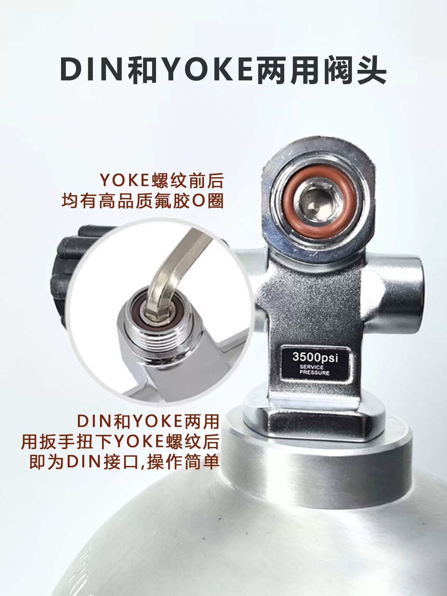 YEXIZE dalğıc silindr baş klapan yüksək təzyiqli şüşə klapan G3/4 açarı M18*1.5 şüşə başlığı DIN və YOKE ümumidir
