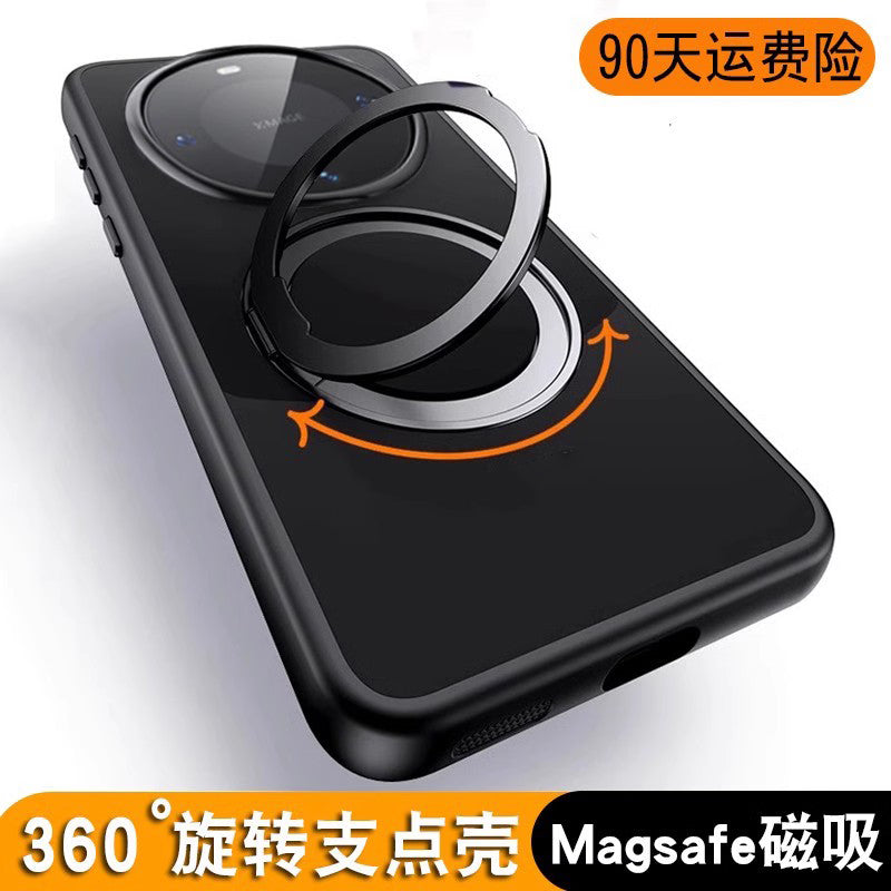 Fulcrum qutusu Huawei mate60pro cib telefonu üçün uyğundur 80promax yeni 360 fırlanan maqnit stend üzük mate70+ qoruyucu örtük qabığı düşməyə qarşı tutqun qabaqcıl kişi və qadınlar şəffaf