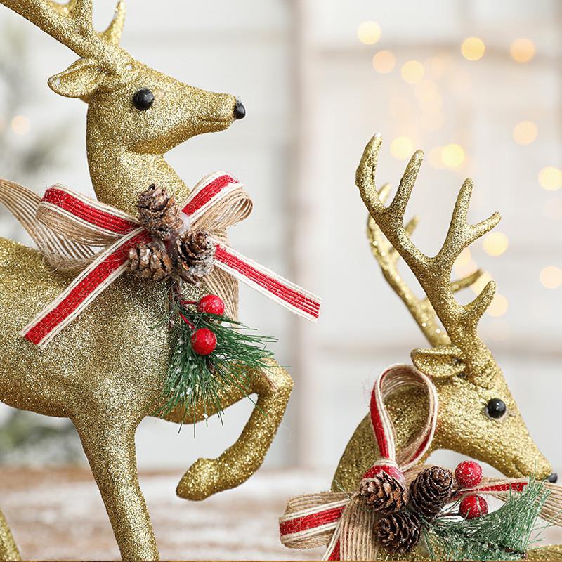 Golden deer statue, luxury hotel and home Christmas decoration