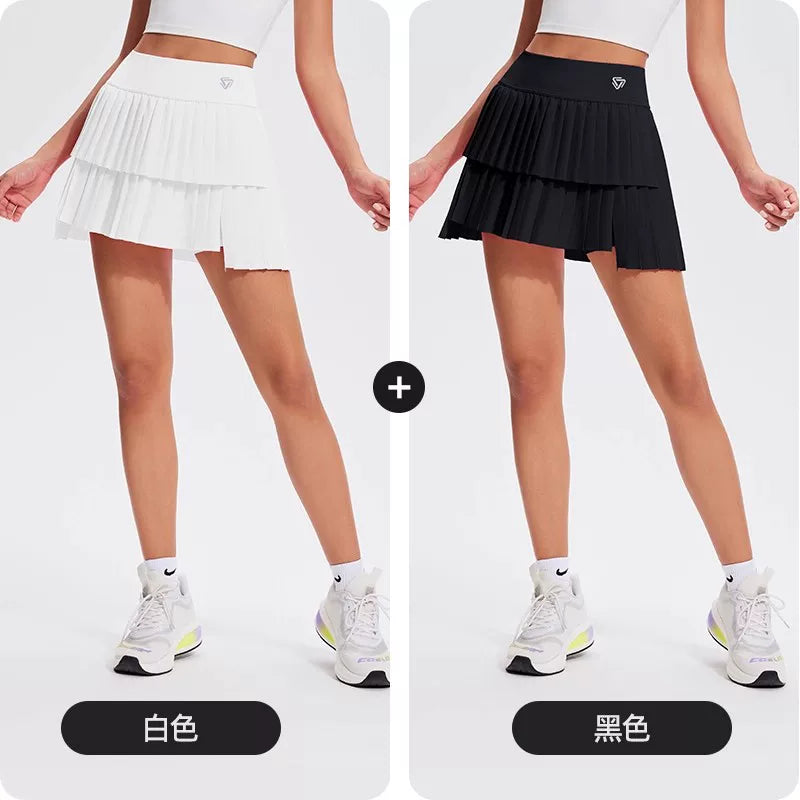 Qadınlar üçün yay açıq qaçış üçün Corif idman qısa yubka Ekspozisiyaya qarşı yüksək belli moda büzməli tennis yubka