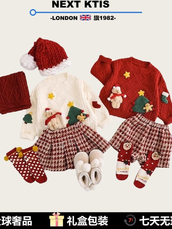 NEXT KTIS Qızlar üçün Milad Sviteri 2025 Qış Yeni Stil Trikotaj Üst Don