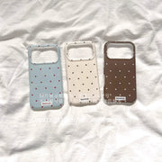 SHERRY*ins üslubu, yüksək səviyyəli üslub, zərif təzadlı rəngli polka nöqtələri, Apple 17ProMax mobil telefonu üçün uyğun iPhone16Pro niş qız ürəyi 15 sadə 14 kiçik təzə cizgi filmi sevimli payız