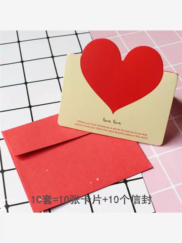 Love message card, Valentine's Day greeting cards, heart-shaped folded message card