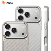 Apple iPhone 17 üçün gümüşü titan karbon lifli teksturalı korpus, yeni iPhone 17 korpusu, Apple 17 Pro Max tam örtük, 17 Pro düşmədən qorunma, Apple 16 Pro silikon korpus, 15 düymlük korpus, 14 düymlük super isti korpus, 13 düymlük korpus.