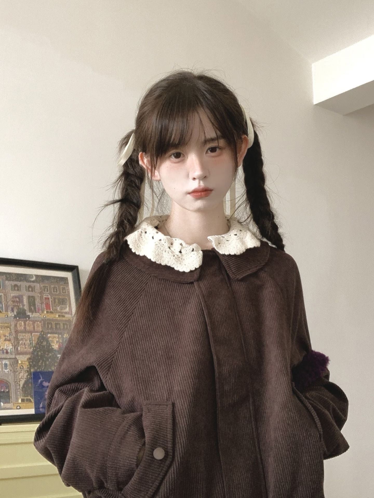 2025 Payız/Qış Yeni Model Merard Krujeva Yaxalıqlı Gödəkçə, Yeni Koreya Modeli, Super Şirin Qısa Gödəkçə Top