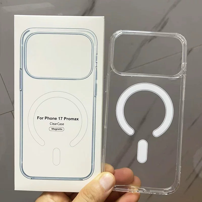 Apple 17 şəffaf maqnit qutusu iPhone 17promax düşməyə qarşı telefon qutusu üçün uyğundur Hava telefonunun qoruyucu örtüyü Apple 17Pro akril sərt çanta 16magsafe böyük çuxur fabrikinin topdan satışı