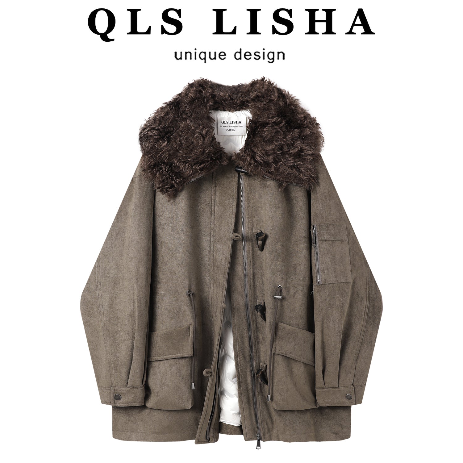 Chorlisa Design İsti, Boş Zamşa Gödəkçə Qadın Qış Orta Uzunluqlu Motosiklet Gödəkçəsi