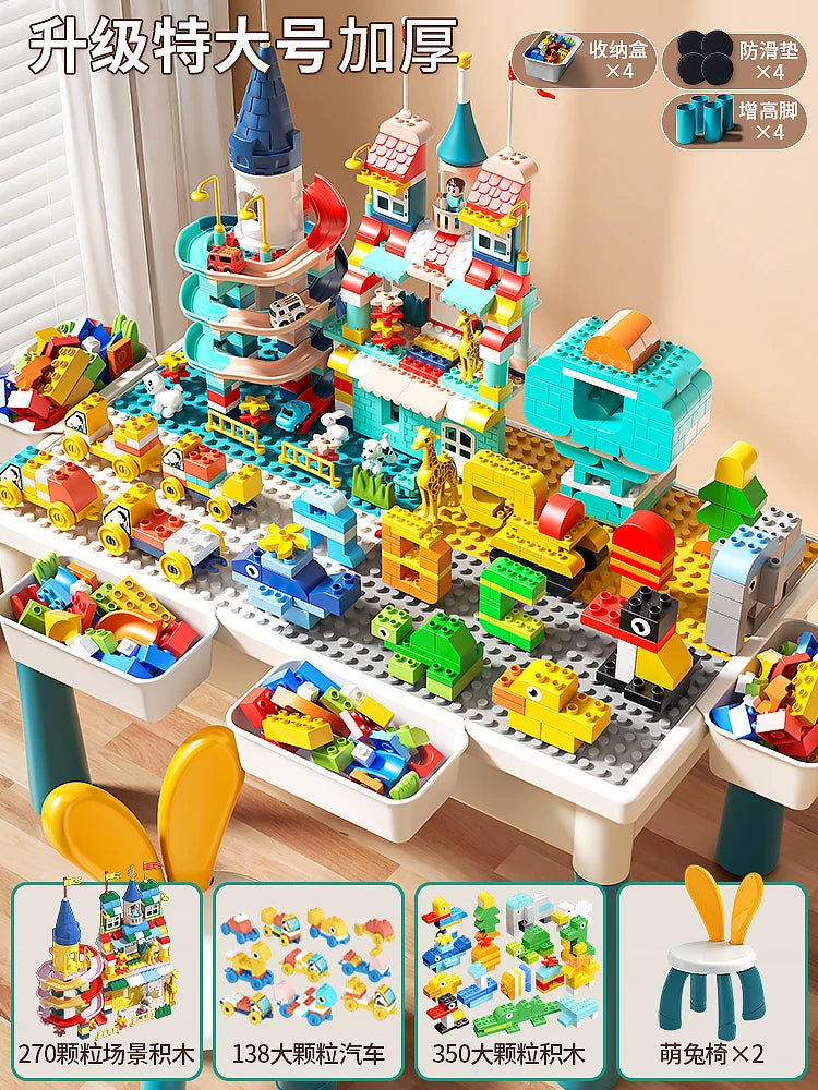 Uşaq tikinti bloklarından ibarət masa, oğlanlar, qızlar, körpələr və körpələr üçün, təhsil, 6 yaşlı uşaqlar üçün çoxfunksiyalı, böyük hissəciklərdən ibarət, yığma dəsti.