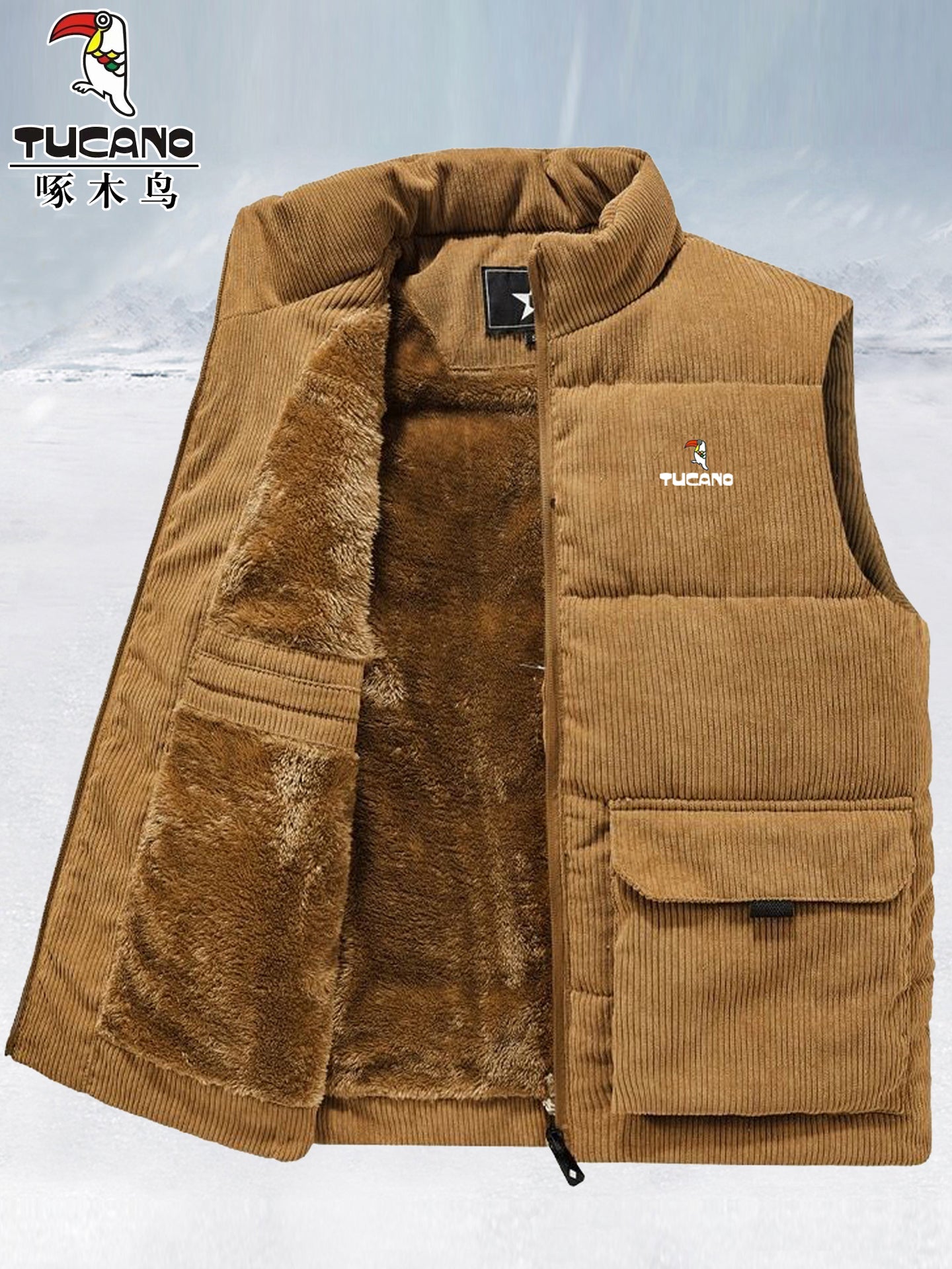 Kişilər üçün Ağacdələn Məxmər Jilet, Payız və Qış, Yun astarlı, Qalın, İsti, İş Geyimi Jilet Gödəkçə