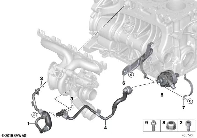BMW F35G38G1233032052530X3730X4740 B48 engine turbocharger with auxiliary water pump is compatible
