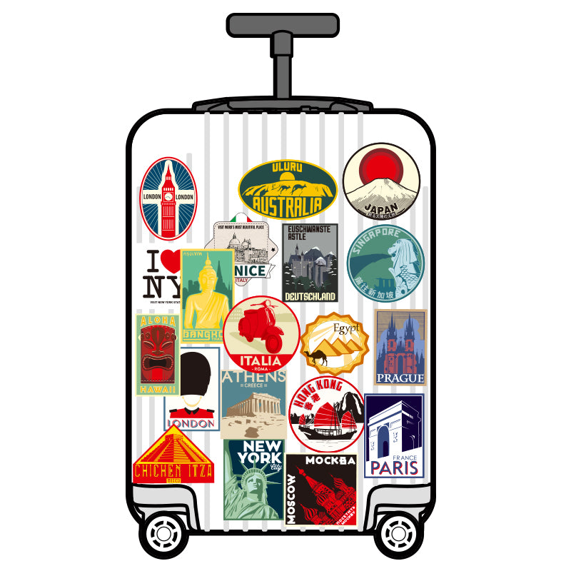 Rimowa səyahət seriyası fərdiləşdirilmiş Avropa və Amerika şəhərinin əlamətdar baqaj stikerləri nostalji retro araba qutusu stikerləri