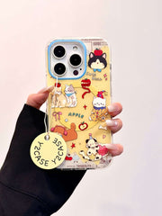 Əyləncəli cizgi filmi sevimli pişik rokçusu maqnit tutacağı Apple 16promax mobil telefon qutusu iphone15promax yeni 14 buzlu ikiqat qat 13 yıxılmağa qarşı qoruyucu örtük 15 yaradıcı qadınlar