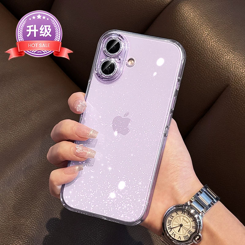 [Parlaq Galaxy] Boxin Apple 17 mobil telefon qutusu üçün uyğundur, yeni iphone16promax parıltılı AI düyməsi 15 super yanğından qoruyucu örtük 14 qadın şəffaf yüksək səviyyəli 13 lens filmi ilə 17 düşməyə qarşı