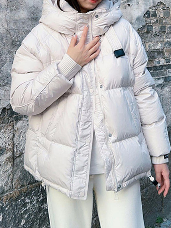 Avropa üslubunda qadınlar üçün böyük ölçülü başlıqlı pambıq yastıqlı gödəkçə, 2026-cı ilin payız və qış yeni modası, Koreya üslubunda boş və isti gödəkçə, gündəlik palto.