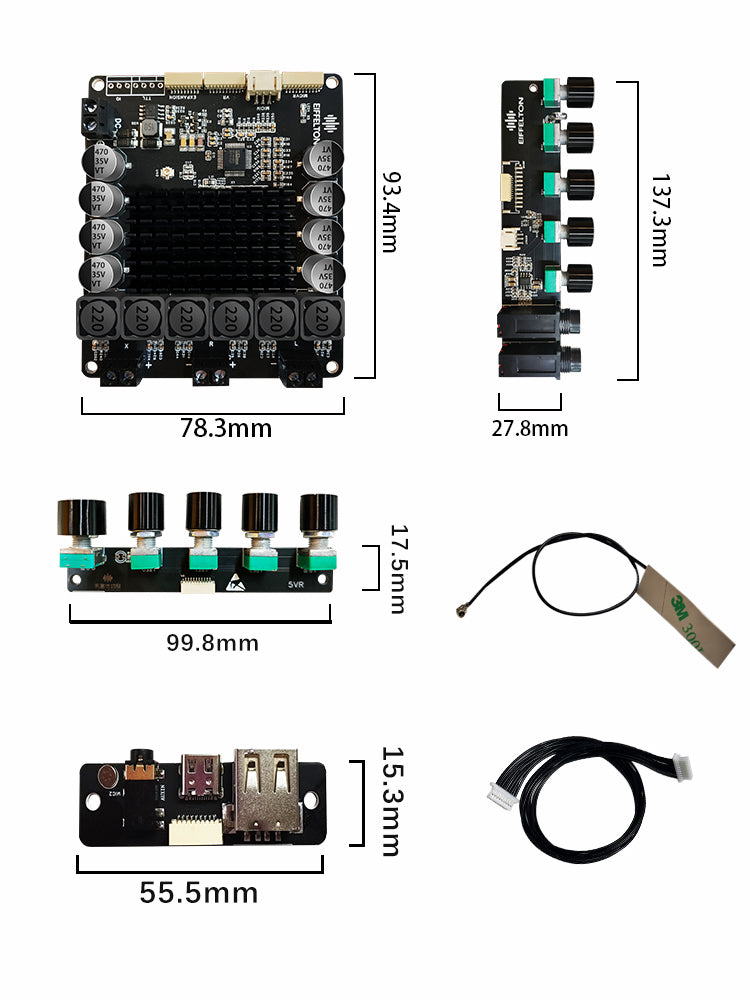 Dsp2.1 kanal Bluetooth gücləndirici lövhəsi yüksək güc itkisiz HIFI mikrofona qoşula bilər karaoke tənzimləməni dəstəkləyir