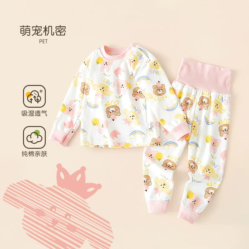 Körpə termal alt paltarı dəsti, təmiz pambıq, alt paltarı, qarın qoruyucusu, payız geyimləri, oğlan və qızlar üçün uzunqol pijamalar, uşaq ev geyimləri