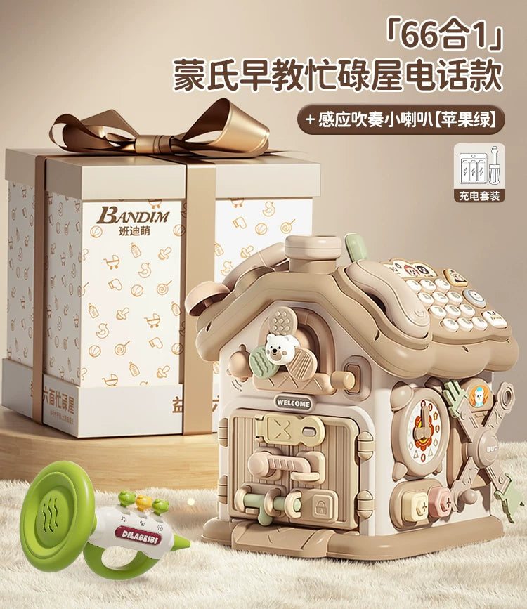 0-3 yaşlı uşaqlar üçün altıbucaqlı körpə oyuncağı, erkən uşaqlıq təhsili, Montessori səbəb-nəticə əlaqəsi, məşğul qutu, forma uyğun ev