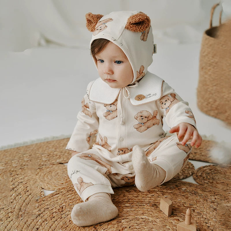 Palıd Ailəsi Təmiz Pambıq Körpə Geyimləri, Yenidoğulmuş Romperlər, Uzunqol Körpə Geyimləri, Sürünən Kostyum