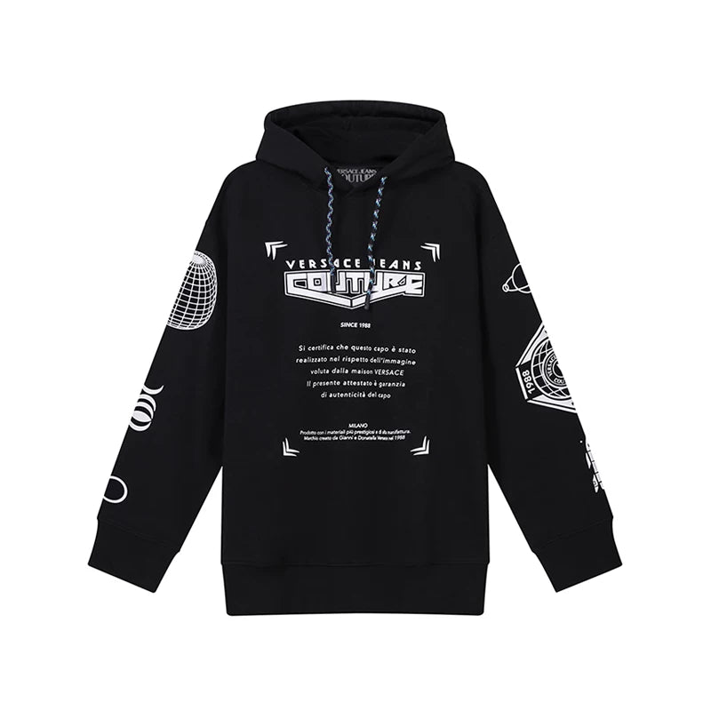 Versace VJC Men's Loose Fit Fleece-Lined Hooded Sweatshirt, Men's Sweatshirt 73GAIT19 CF00O