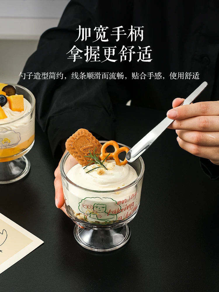 Kawashimaya qatıq qabı spatula paslanmayan poladdan qatıq qaşığı dondurma dondurma qaşığı tort yulaf ezmesi deserti qaşıq