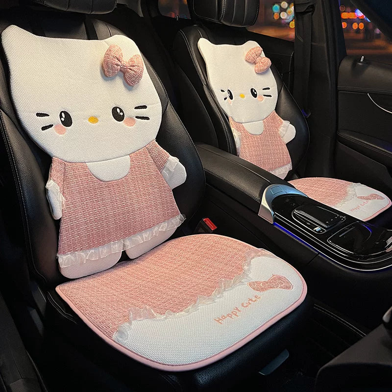 Kətan avtomobil oturacağı yastığı, bütün fəsillər üçün, çəhrayı, nəfəs alan, premium keyfiyyətli nazik avtomobil oturacağı üzlüyü/yastığı.