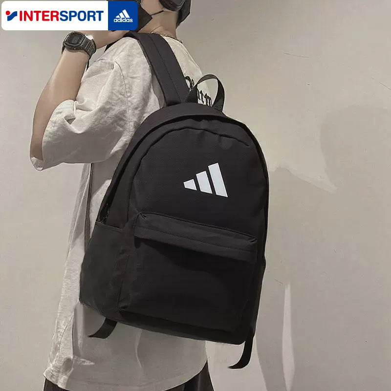 Black Adidas backpack for men and women, new model for the back-to-school season, large capacity, practical sports bag.