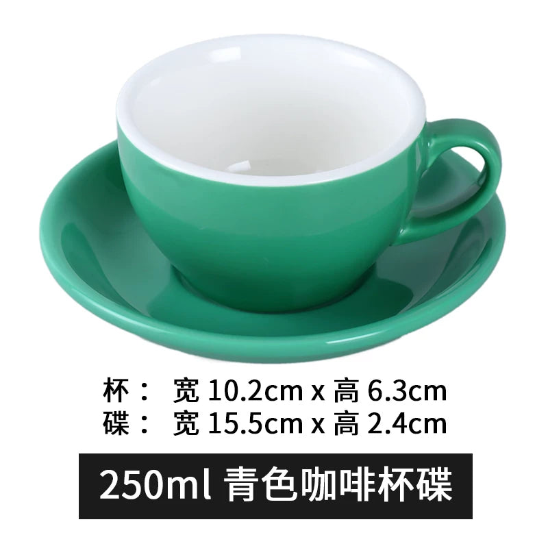 Sadə və kreativ latte sənəti qəhvə fincanı, böyük ağız kapuçino lattesi, İtalyan qəhvə fincanı və nəlbəki dəsti 250ml