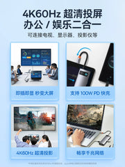 Baseus dok stansiyası Type-C-dən HDMI proyeksiyasına USB splitter adapter mərkəzi Kompüterlər, iPad-lər, noutbuklar, planşetlər və mobil telefonlar üçün Thunderbolt 4 çoxportlu Ethernet çeviricisi