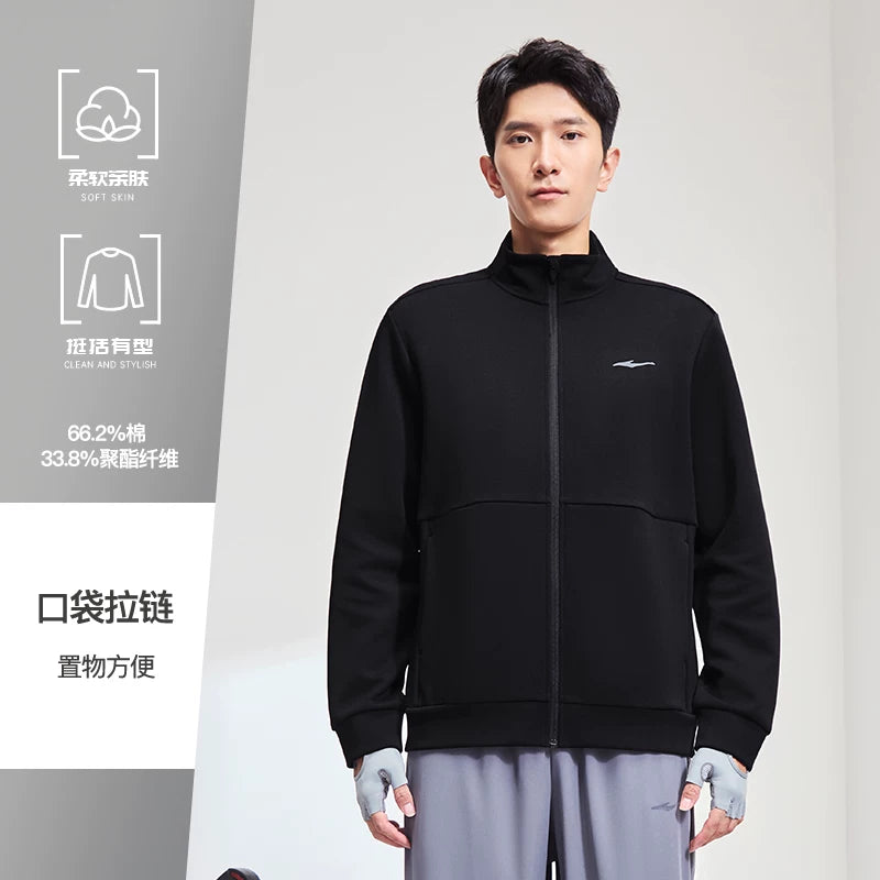 Hongxing Erke Gödəkçə Kişi Yaz Yeni Kişi Geyimi İdman Gödəkçəsi Baba Kişi Gündəlik Üstləri Sweatshirts