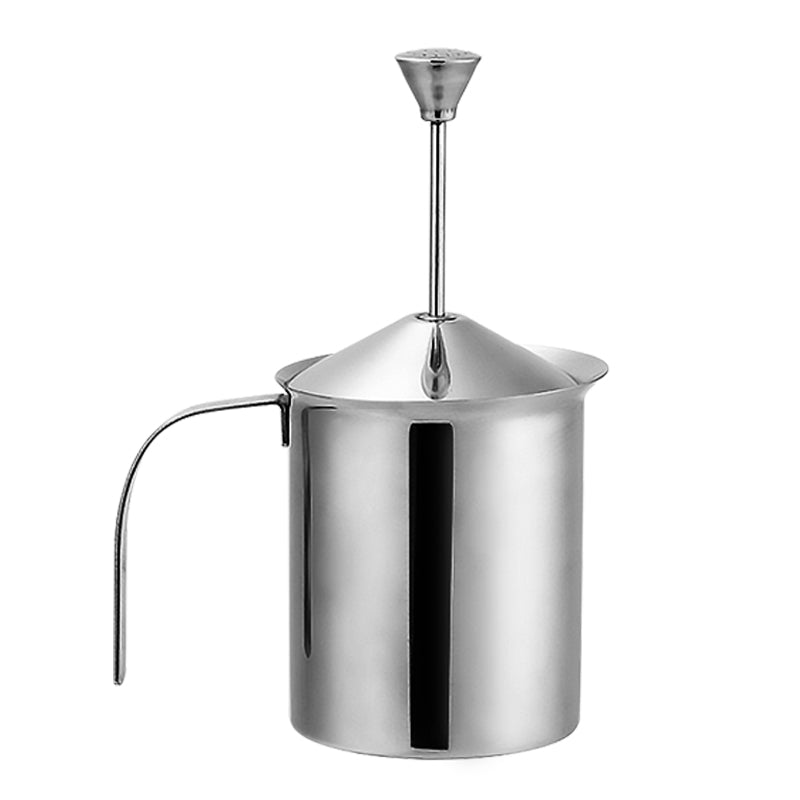 İki qatlı süd köpürtücü əl yaylı buzlu qəhvə süd köpüyü paslanmayan polad soyuq süd çaydanı 400ml/800ml