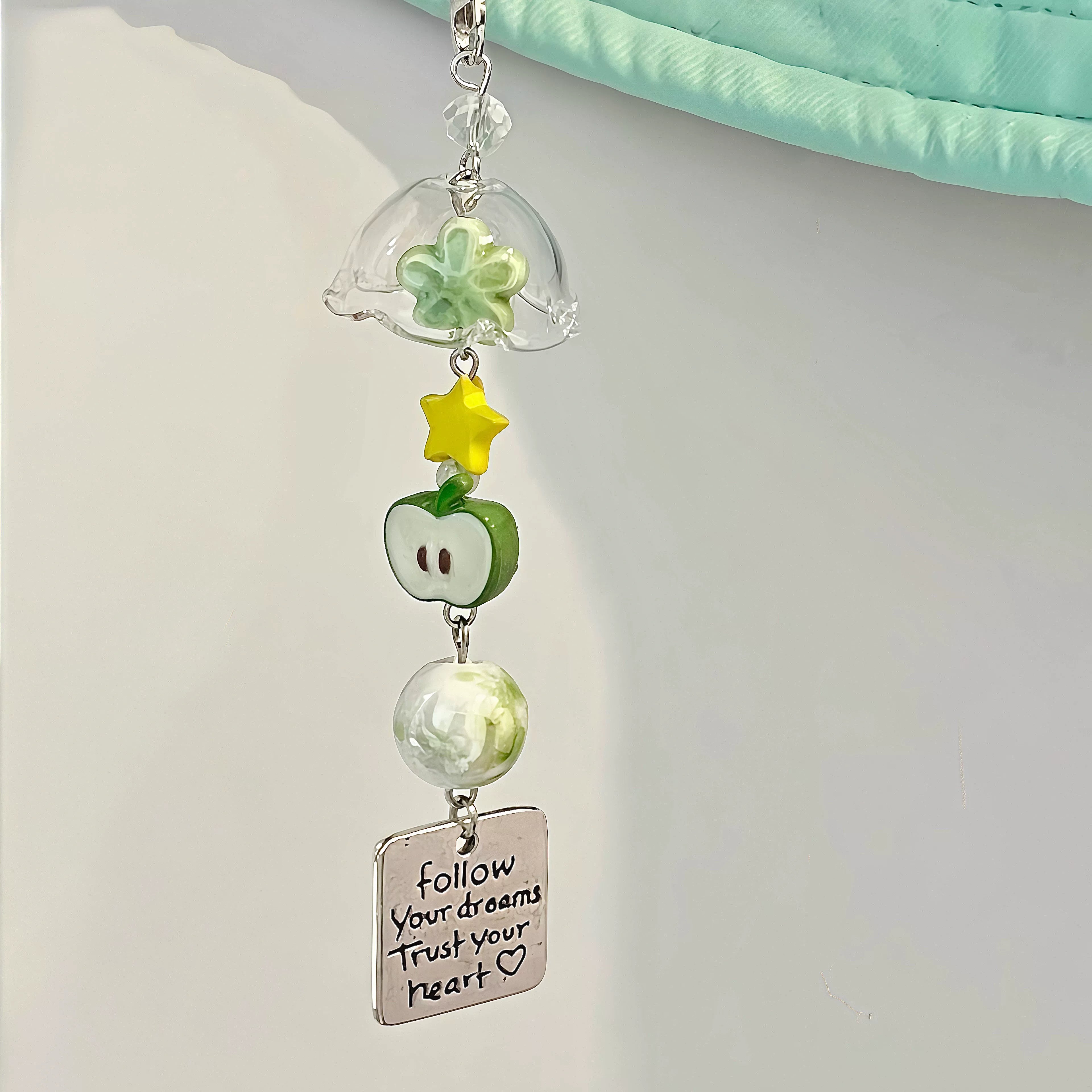DIY Apple Wind Chime Girls' Handmade Lucky Charm Chain Phone Chain Key Chain Bag Pendant Decoration