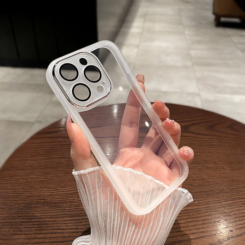 Apple 16promax shell iPhone13 üçün uyğun yüksək səviyyəli 17 tünd bənövşəyi şəffaf cib telefonu qutusu 17pm şüşə lens filmi 11 kişilər üçün yumşaq qabıq 14Pro sadə qadın 15pro qoruyucu qutu ilə gəlir
