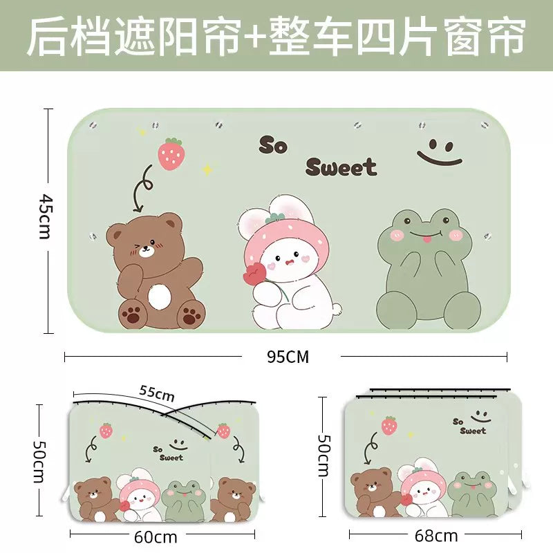 Car rear window sunshade, summer sunshade and heat insulation, car sunshade curtain, cartoon sunshade for rear windows.