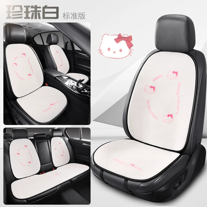 Cartoon cat little cat design winter car seat cushion, short, soft, warm and thick, cute for girls, semi-covered seat cushion.