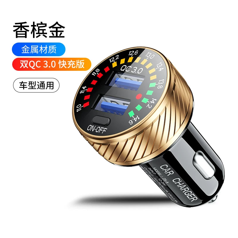 Car charger, super fast charging for mobile phones, fast cigarette lighter adapter, PD+USB multi-function car charger