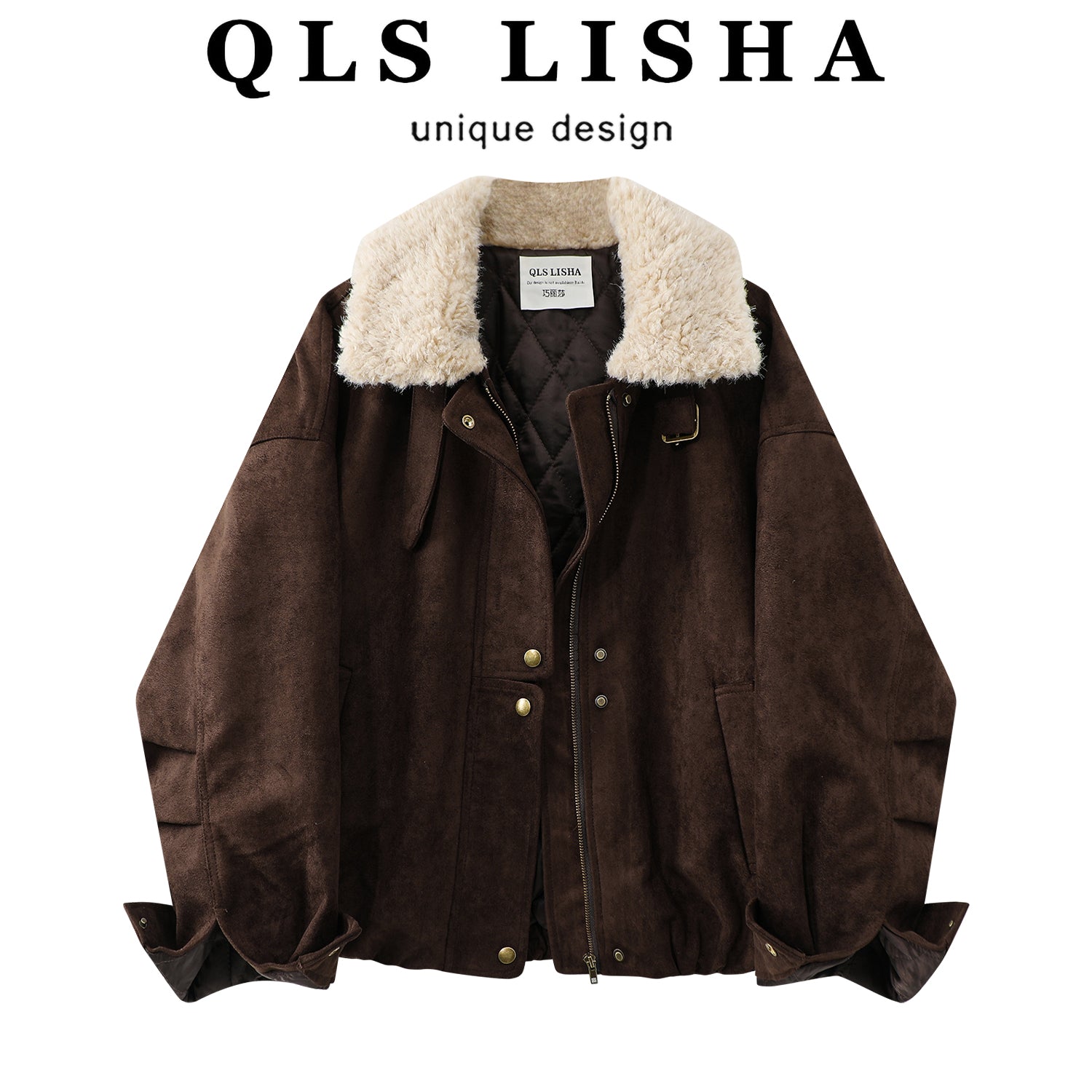 Cholisa-nın 2025-ci ilin payız və qış mövsümü üçün unikal və qalınlaşdırılmış yeni bir tərzdə hazırlanmış super şirin qısa zamşa pambıq örtüklü gödəkçəsi.