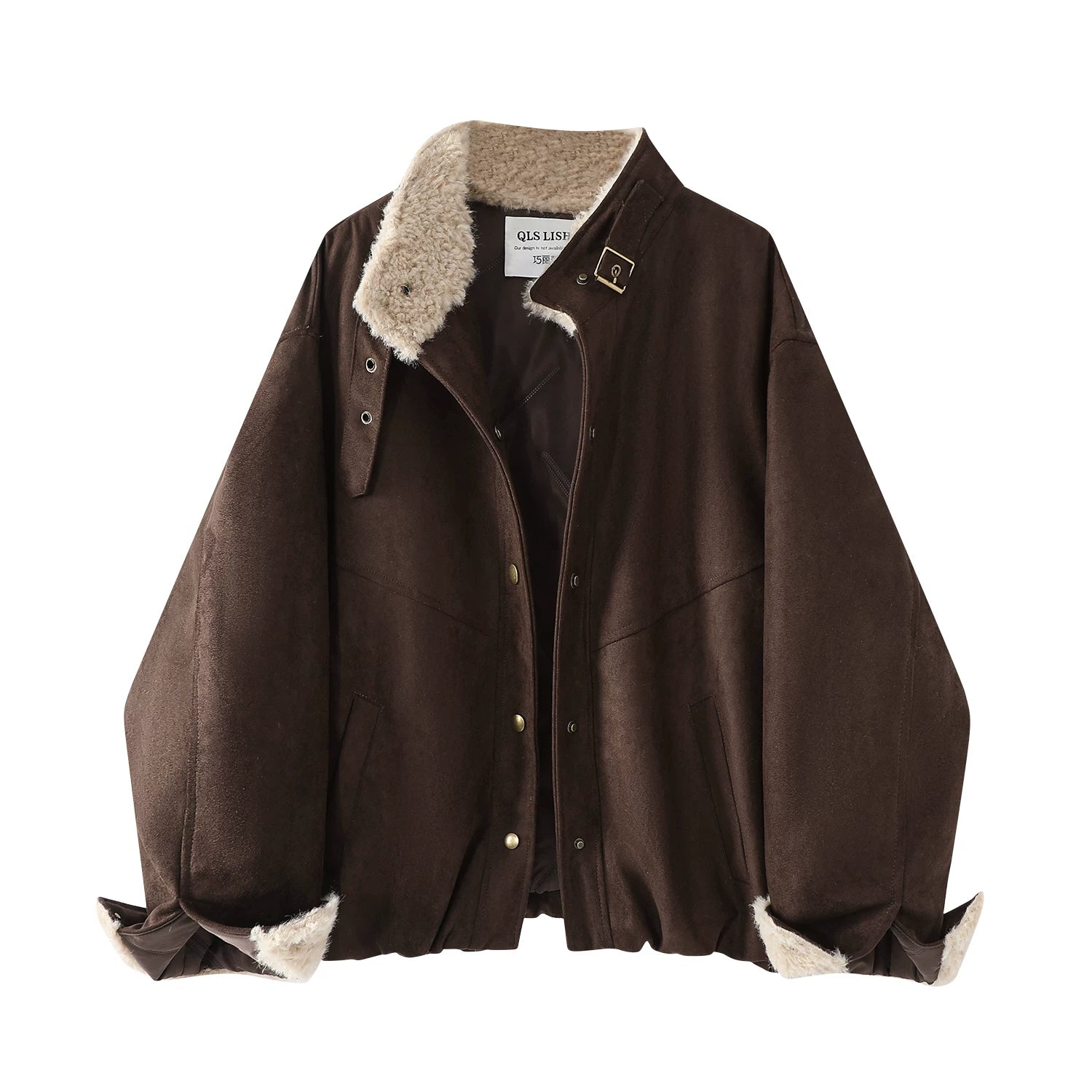 Cholisa Qalın Sırınmış Palto Qış Zamşa və Quzu Yunlu Patchwork İsti Pambıq Yastıqlı Gödəkçə Qadın İş Geyimi Gödəkçəsi