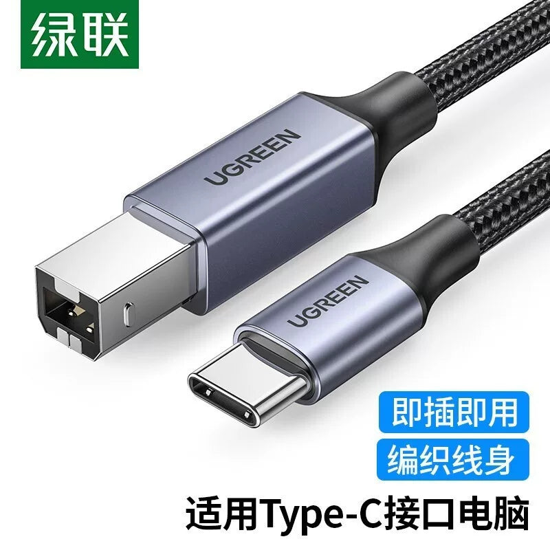 Greenlink type-c to usb kvadrat port çap kabeli printer məlumat kabelinə qoşulmuş yeni Apple mac Xiaomi Huawei matebook noutbuku üçün uyğundur usb-c port printer kabeli