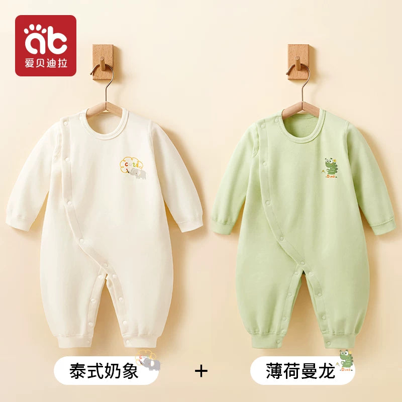 Körpə bodi qış geyimi, yeni doğulmuş körpə üçün A sinifli sıx oturan paltarlar, oğlan və qız körpəsi üçün əsas təbəqə təmiz pambıq pijama qış