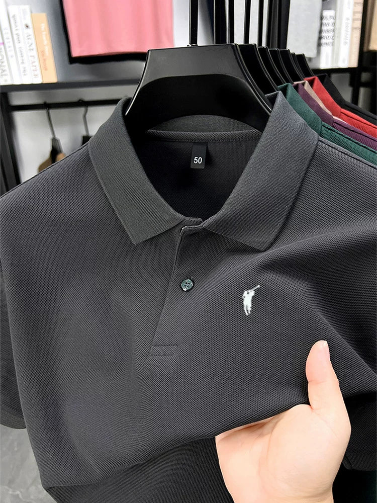 [Ole Brand Endirimi] Paul qısaqol kişi yay köynəyi yeni təmiz pambıq Amerika yaxalı polo köynək top