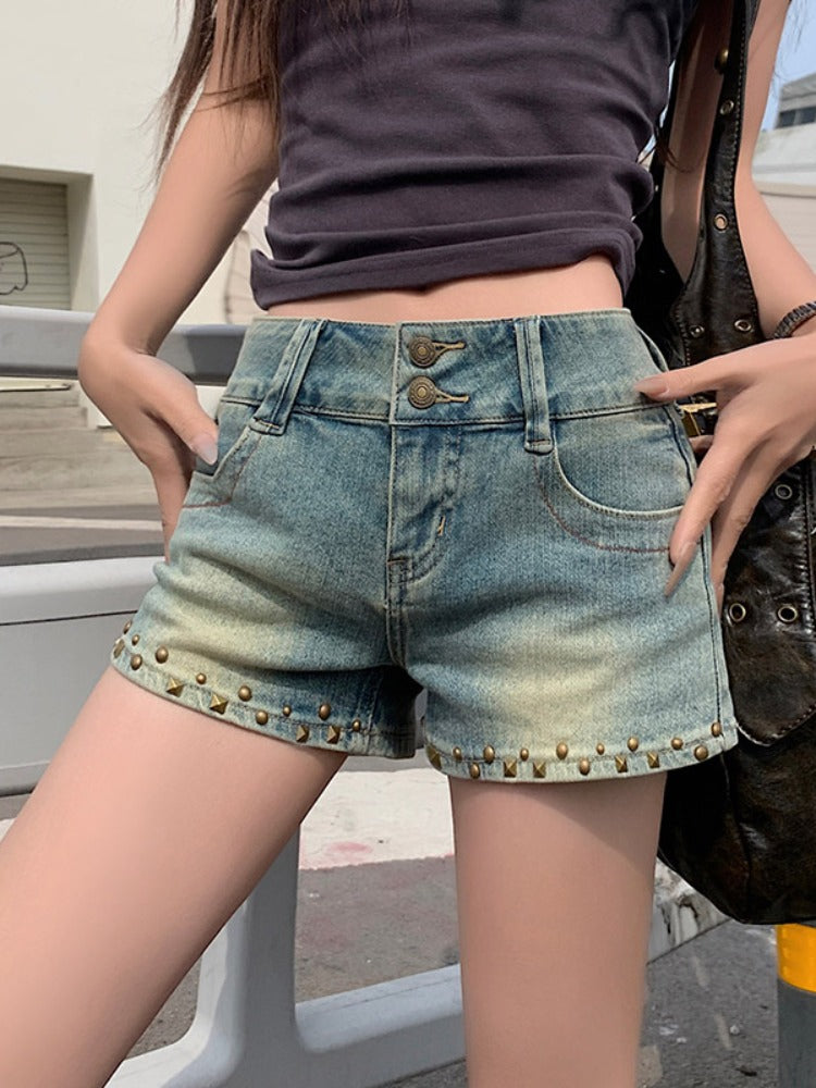 Qadınlar üçün Böyük Ölçülü Amerika Retro Çəkməli Aşağı Belli Denim Şortlar, 2026 Yay Yeni Modeli, Böyük Ölçülü Qadınlar üçün İncə Fit İsti Şalvar