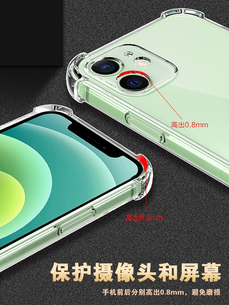 Enoch Apple 12 mobil telefon qutusu, şəffaf Apple 12Promax düşməyə qarşı iphone12pro silikon yumşaq qoruyucu örtük, Apple 12mini qadın və kişi moda hər şey daxil yumşaq qabıq 12 dəst yeni modellər üçün uyğundur