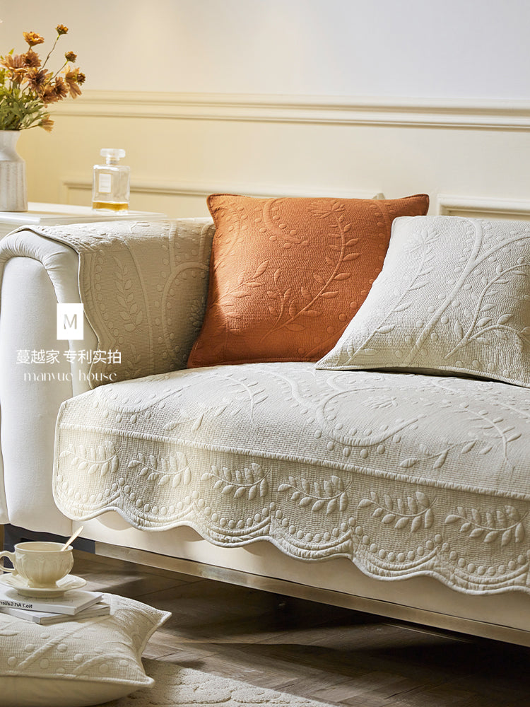 Manyue Home Nanzhi və Ye Fransız Retro Divan Yastığı Oturacaq Yastığı Arxa Örtük Dörd Fəsil Universal Divan Örtüsü