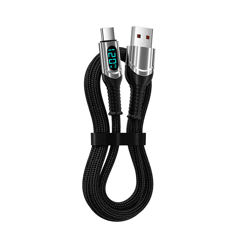 120W Super Sürətli Doldurma Məlumat Kabel Ağıllı Rəqəmsal Ekran Doldurma Kabel Apple OPPO Huawei Mouth Honor Xiaomi üçün uyğundur