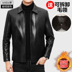 2024 Payız/Qış Yeni Kişilər üçün Yaxalıqlı İşgüzar Gündəlik PU Dəri Gödəkçə, Yun Astarlı və Qalınlaşdırılmış Motosiklet Gödəkçəsi