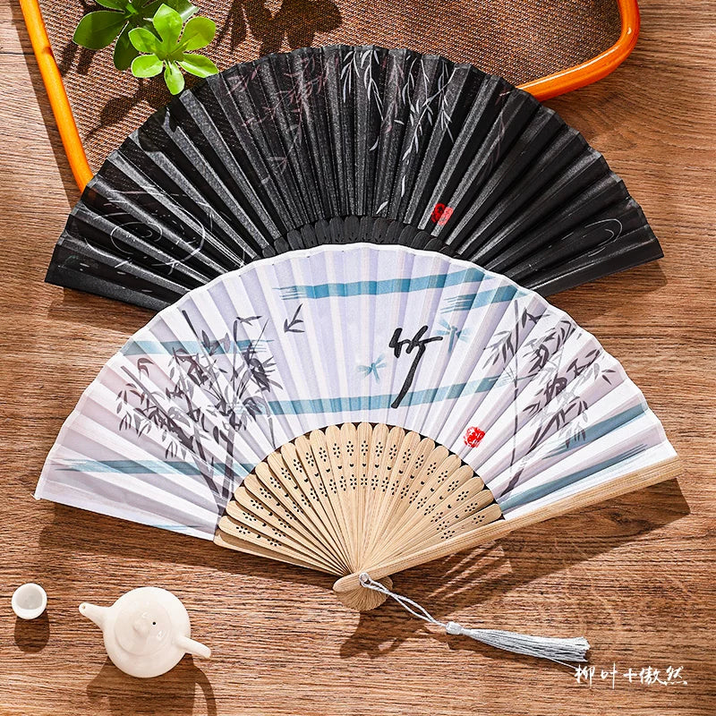 Fan Qədim üslubda qatlanan fan Çin üslubunda rəqs rəqsi uşaq yay Hanfu qadın cheongsam mürəkkəb boyama qatlanan kiçik kağız fanat