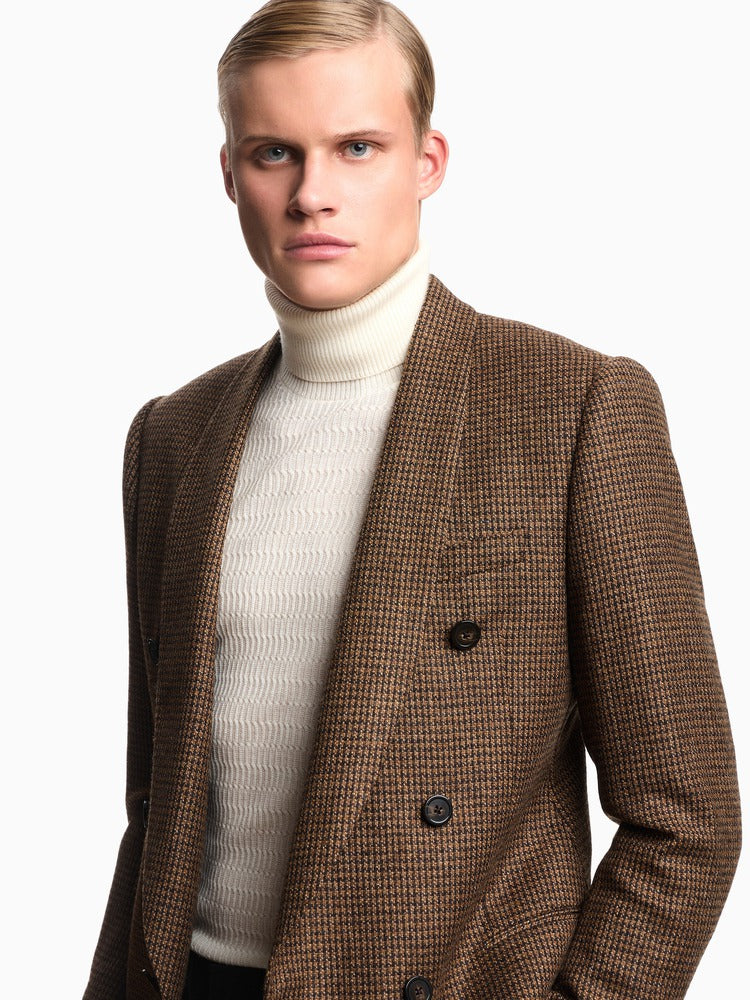 EMPORIO ARMANI/Armani Winter New Men's High Collar Wool Cable Knit Sweater